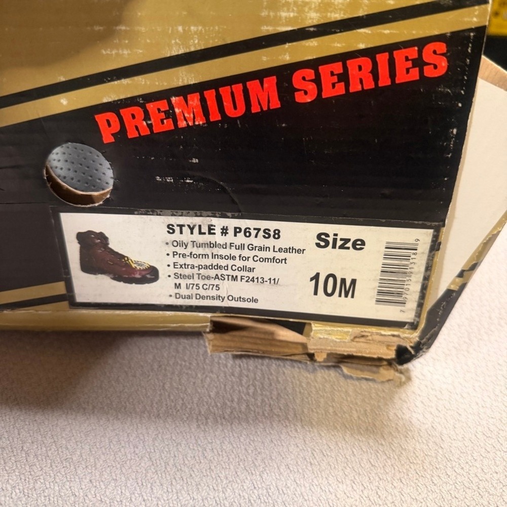 Rhino P67S8 Premium Series Steel Toe Work Boots 10M Men Brown Leather NIB